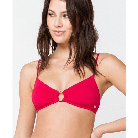 New. ROXY cerise textured bikini set. M- top/L-bottom. Retails $119 - Picture 6 of 13